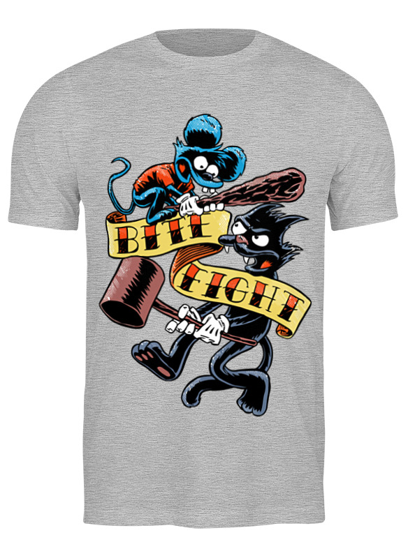 

Футболка мужская Printio Щекотка и царапка (симпсоны) серая XL, Щекотка и царапка (симпсоны)