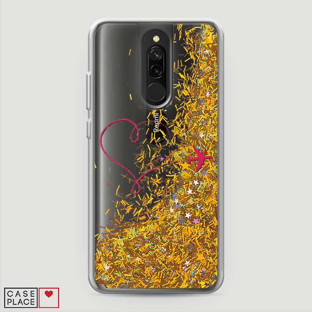 

Жидкий чехол с блестками "Сердце и самолет" на Xiaomi Redmi 8, 37190-1