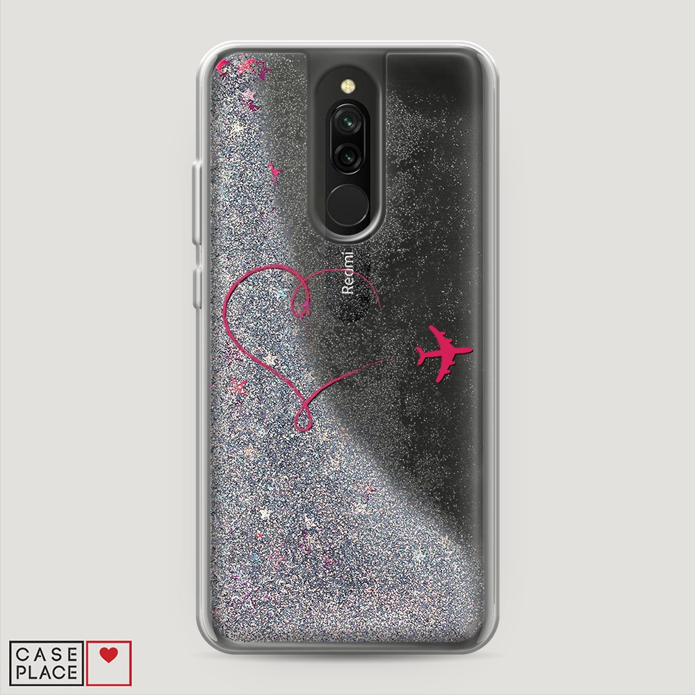 

Жидкий чехол с блестками "Сердце и самолет" на Xiaomi Redmi 8, 37191-1