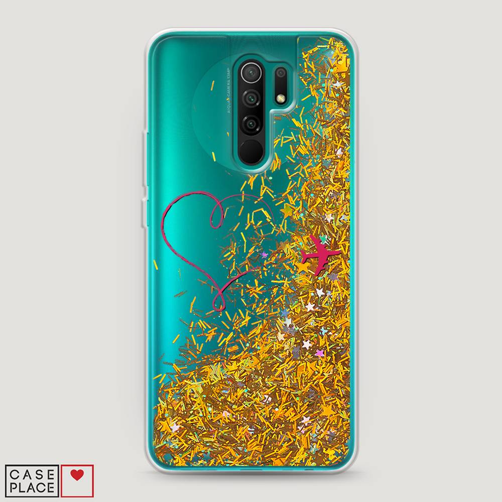 

Жидкий чехол с блестками "Сердце и самолет" на Xiaomi Redmi 9, 38390-1
