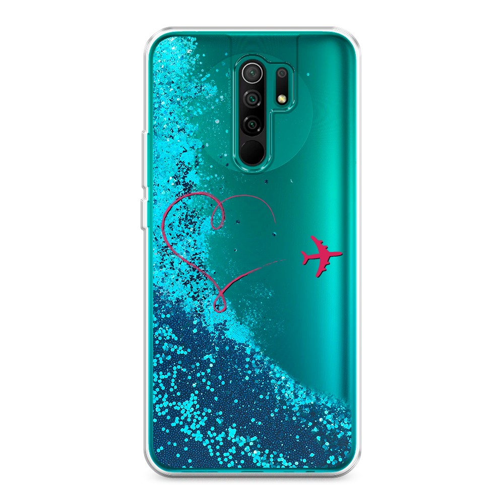 

Жидкий чехол с блестками "Сердце и самолет" на Xiaomi Redmi 9, 38393-1