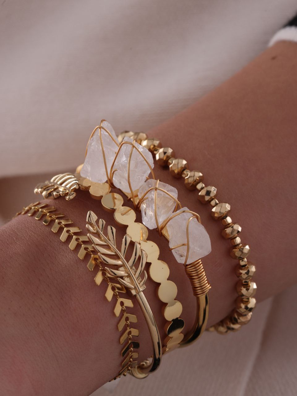 Комплект браслетов из ювелирного сплава р.15-19 Zephyra WH3, кварц