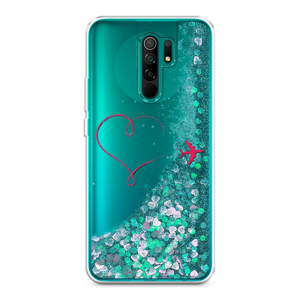 

Жидкий чехол с блестками "Сердце и самолет" на Xiaomi Redmi 9, 38395-1