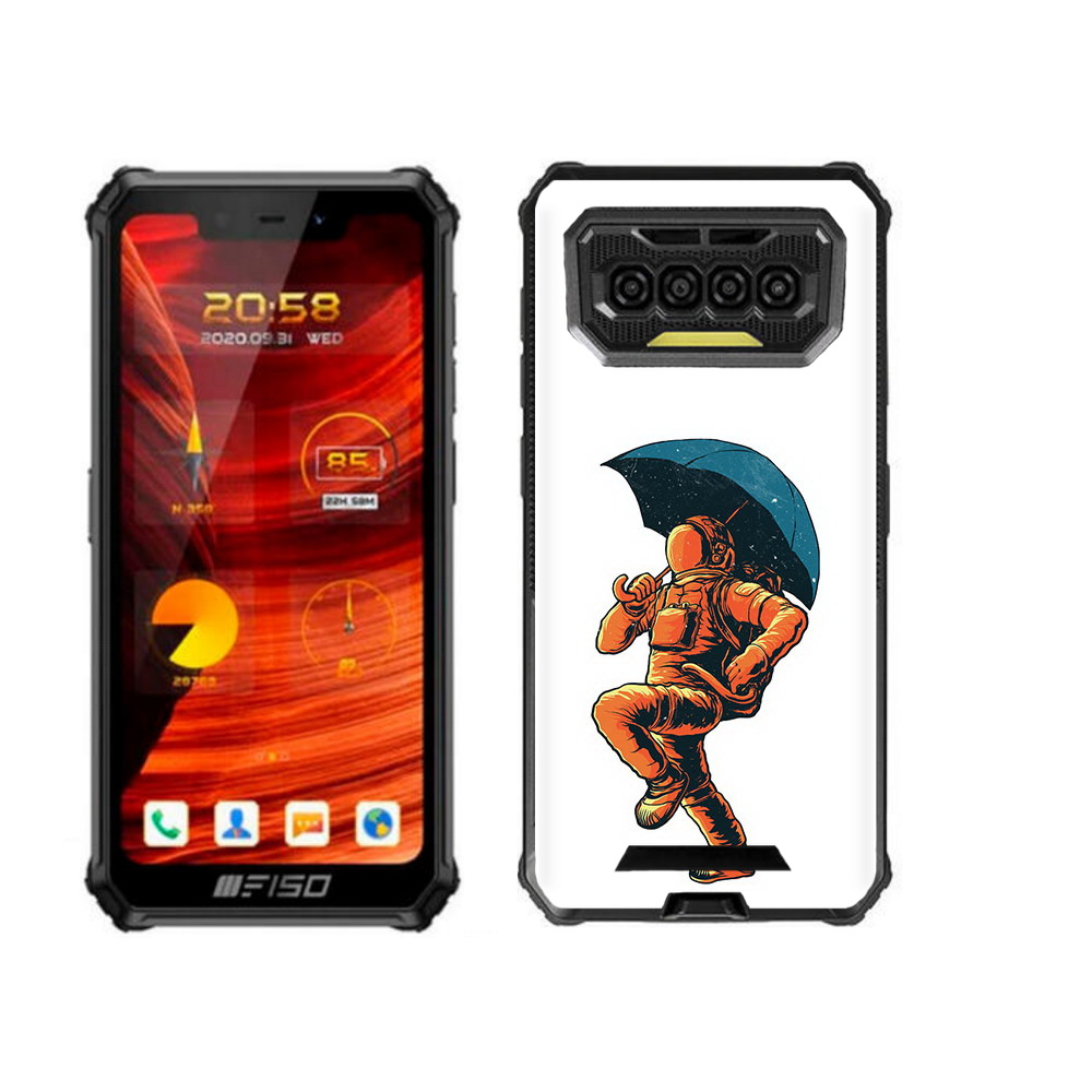 

Чехол бампер MyPads шагающий космонавт с зонтом для Oukitel F150, Прозрачный, Tocco