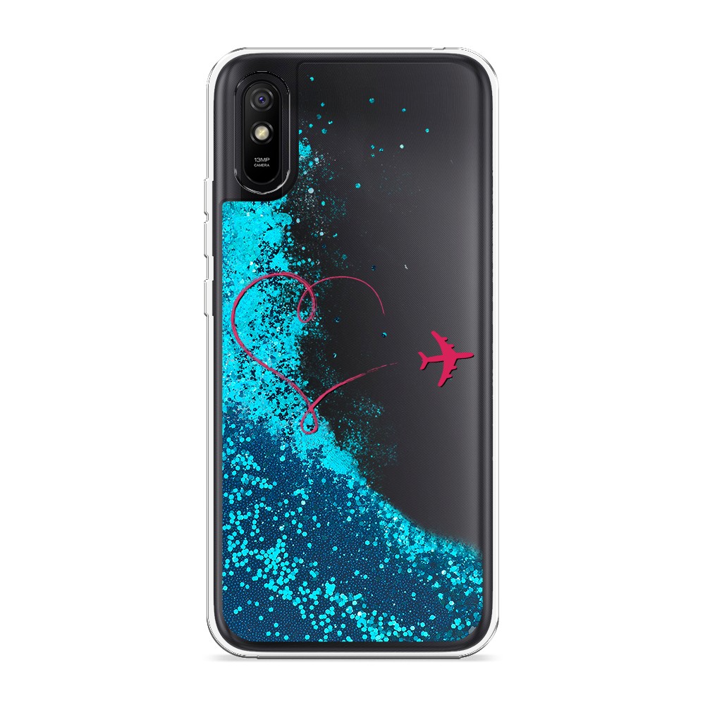 

Жидкий чехол с блестками "Сердце и самолет" на Xiaomi Redmi 9A, 38993-1