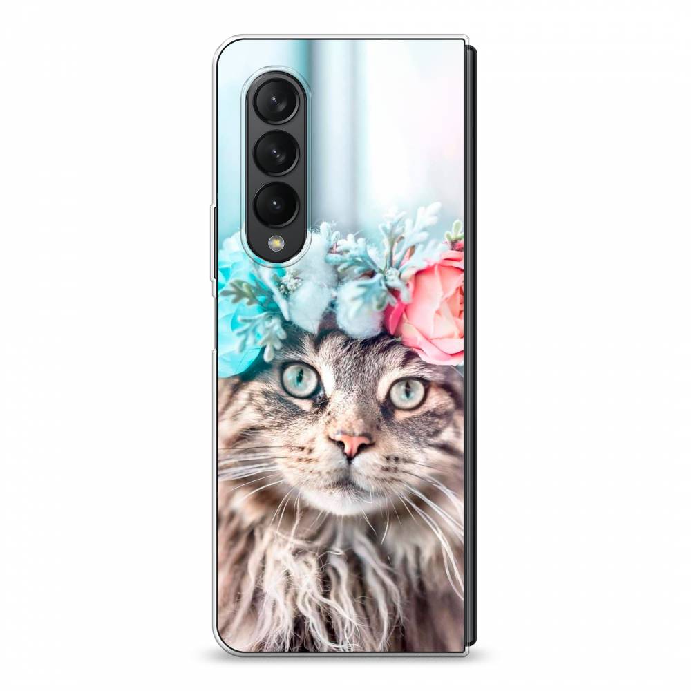 

Чехол Awog на Samsung Galaxy Z Fold 3 / Самсунг Z Fold 3 "Кот в венке", Серый;голубой;розовый, 2103650-2