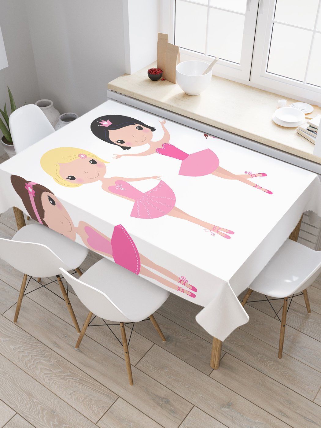 

Скатерть прямоугольная JoyArty "Танец кукол" из сатена, 180x145 см, Белый, Танец кукол