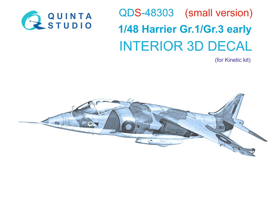 

QDS-48303 3D Декаль интерьера кабины Harrier Gr.1/Gr.3 Early Kinetic Малая версия, Цветной