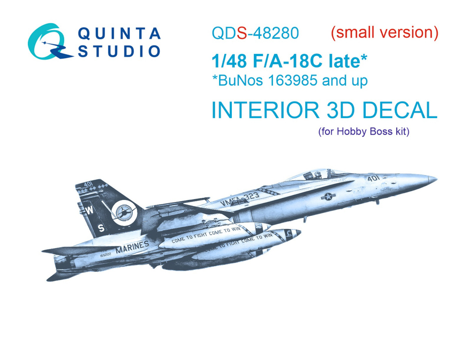 

QDS-48280 3D Декаль интерьера кабины F/A-18C late HobbyBossМалая версия, Цветной