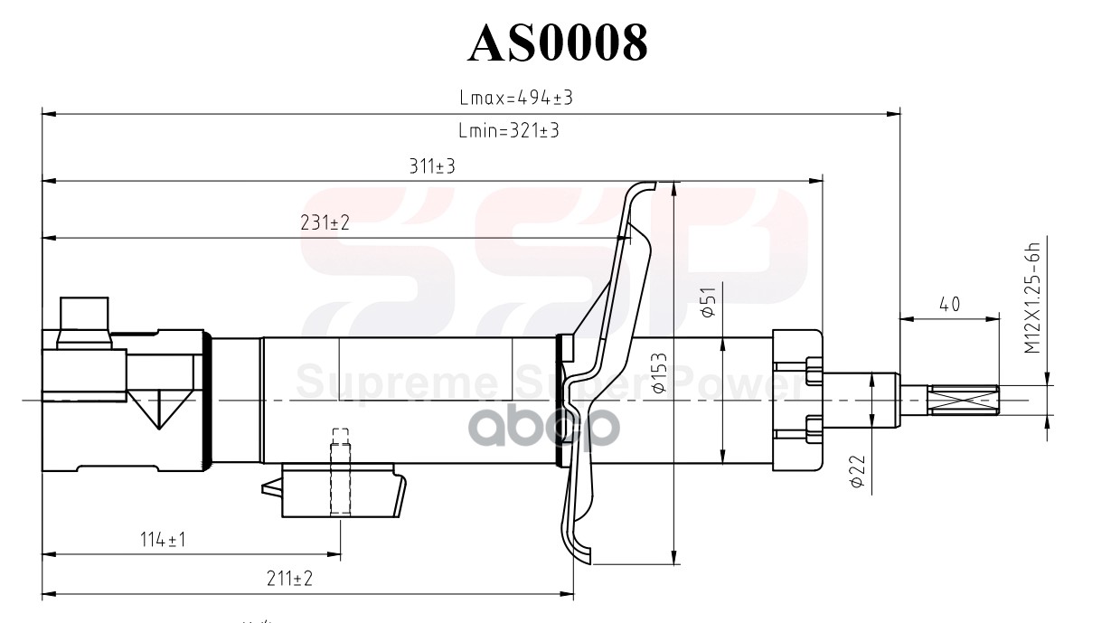 Стойка Амортизационная Ssp 331015 54303-Au000 Nissan Primera P12 Передн. Лев. SSP арт. AS0