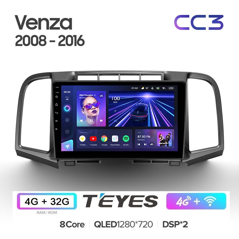 Автомобильная магнитола Teyes CC3 4/32Гб Toyota Venza 2008 - 2016 ANDROID