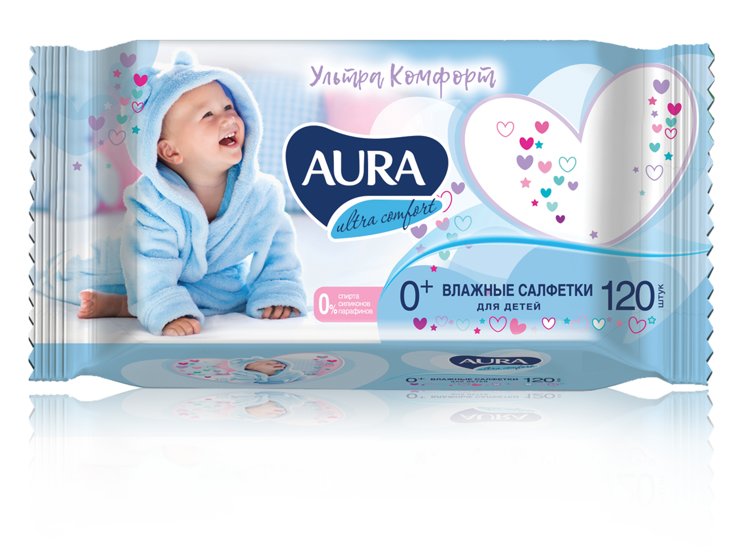 

Детские влажные салфетки Aura Ultra Comfort с экстрактом алоэ и витамином Е, 120 шт, Ultra Comfort