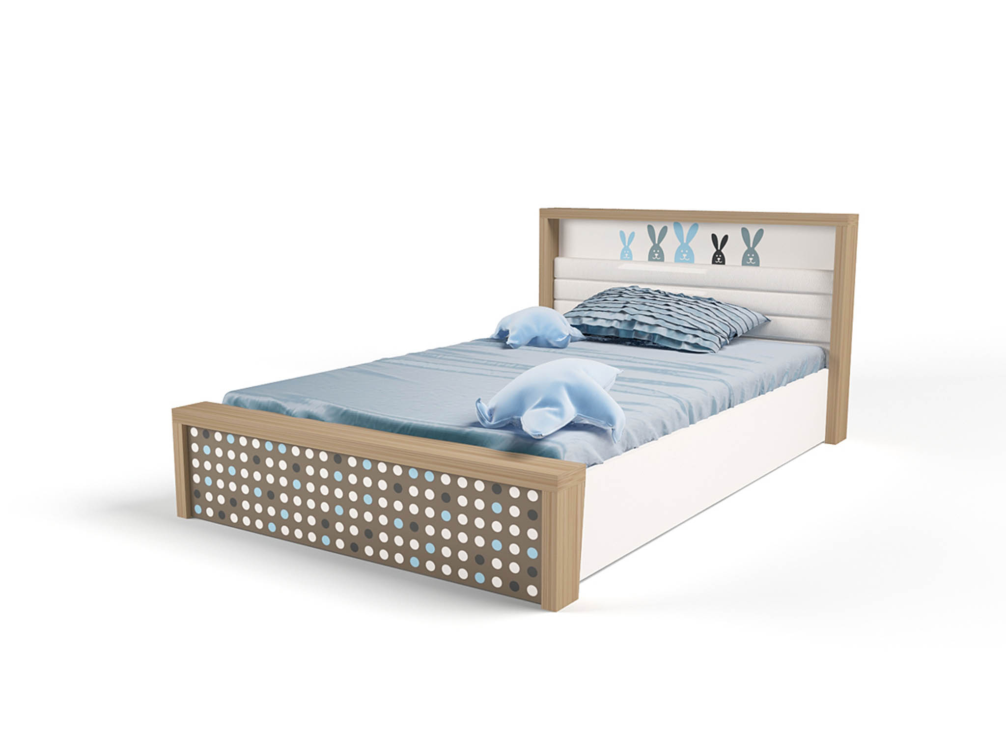 

Кровать ABC-KING 190х120 №5MIX BUNNY №5 с подъемным механизмом, голубой, BUNNY №5