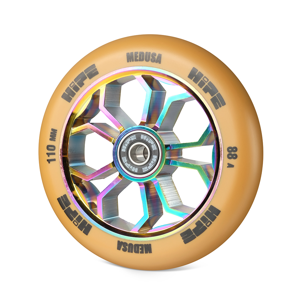 Колесо для самоката Hipe Medusa Wheel LMT36 110 мм коричневое/серебристое