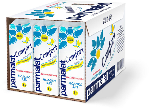 Молоко безлактозное ультрапастеризованное Parmalat Comfort 1.8% 1 л 12 штук