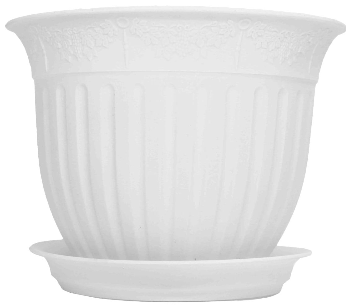 

Цветочный горшок Техпласт Венеция 5PL0142 белый 1,6 л, Виноград с поддоном