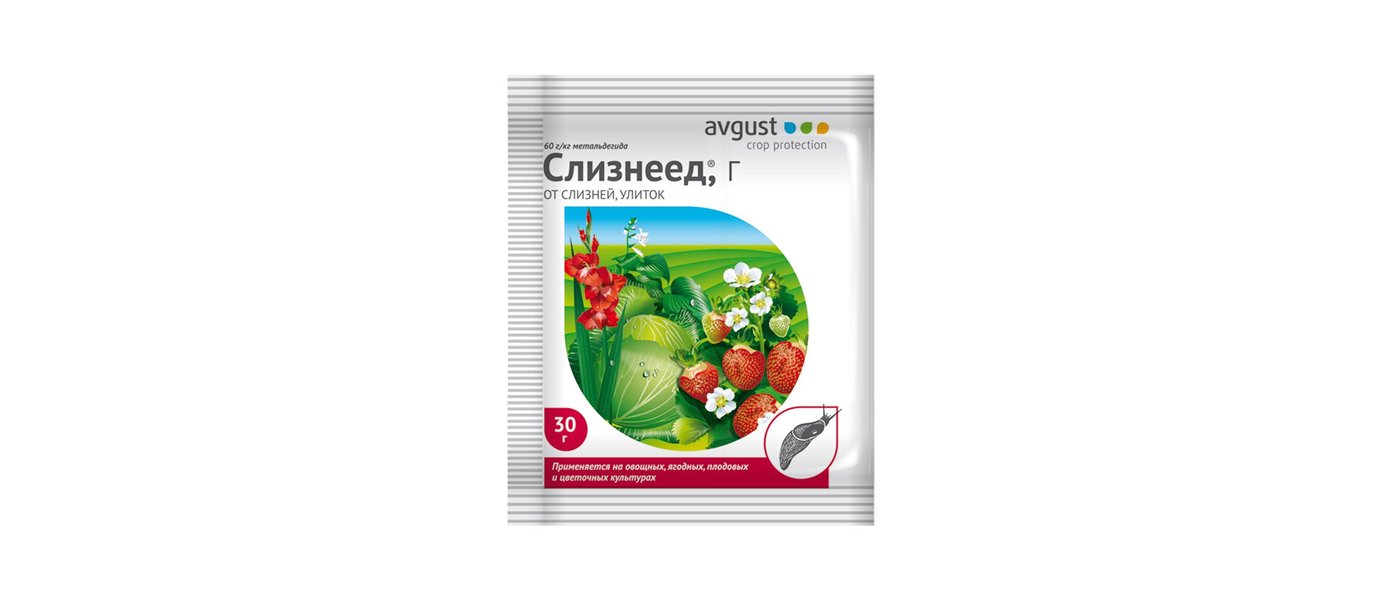 

Средство для защиты от слизней улиток Avgust Слизнеед 490394 30 г, Слизнеед