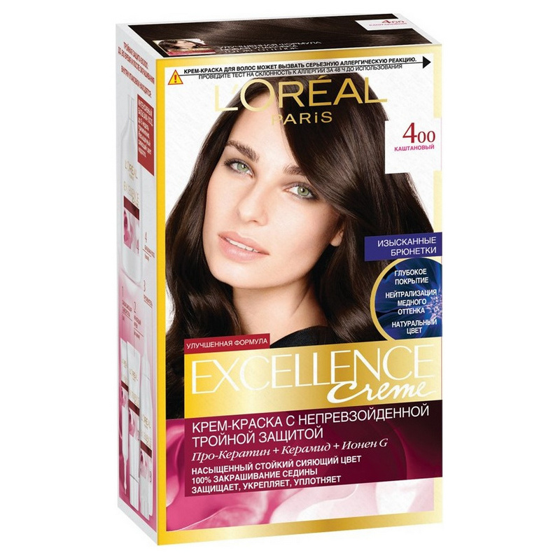 фото Краска для волос l'oreal paris excellence 400 brown 270 мл