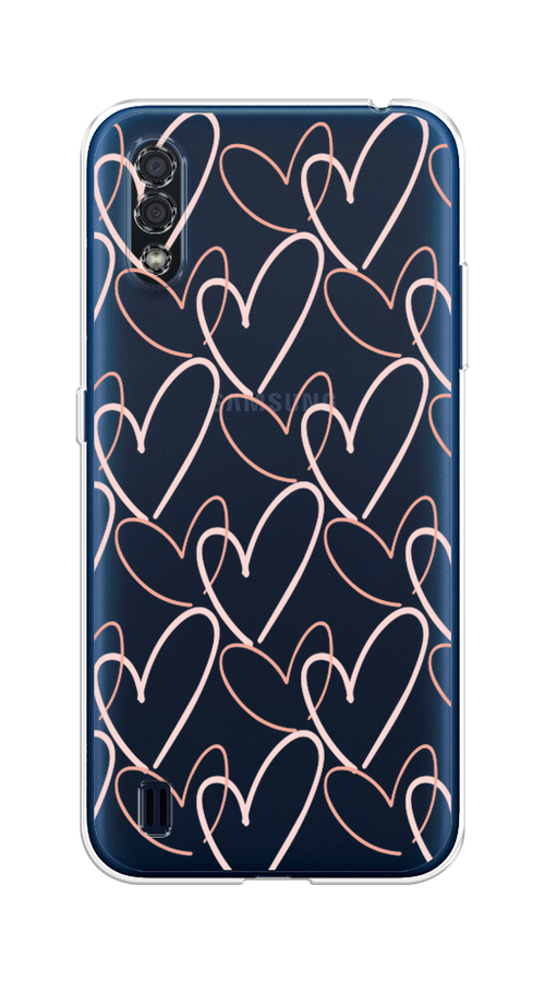 

Чехол на Samsung Galaxy M01 "Узор из сердечек", Розовый;бежевый, 2101150-6