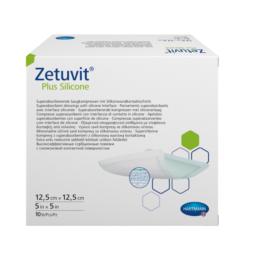 

Повязка Hartmann Zetuvit Plus Silicone Border стерильная сорбционная 12,5х12,5 см 10 шт., Белый