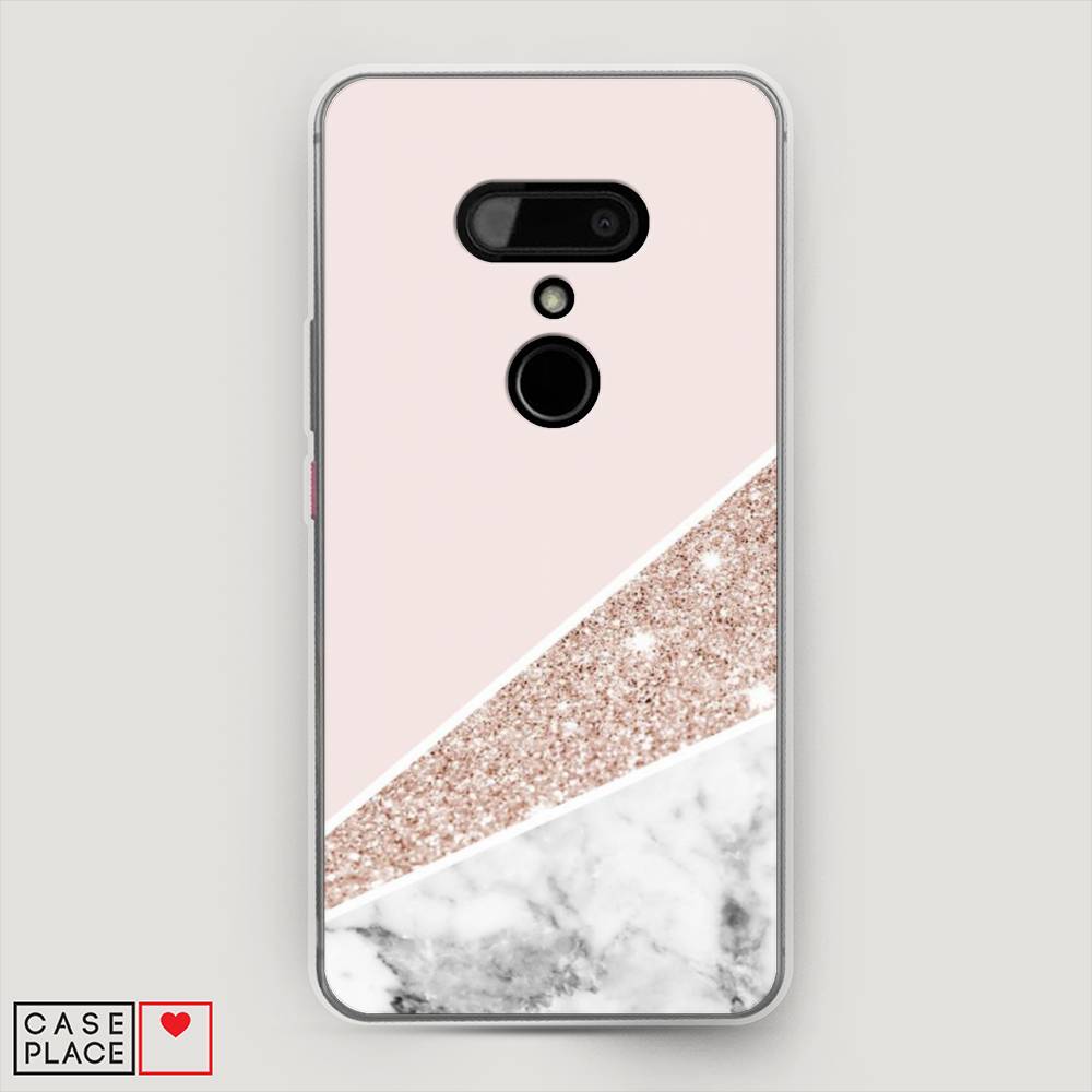 

Чехол на HTC U12 "Блестящий розовый мрамор", 102050-3