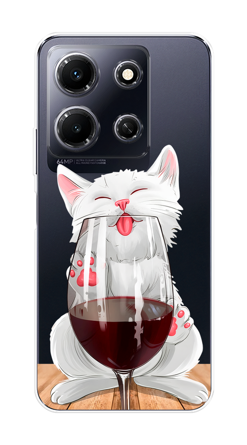 

Чехол Homey на Infinix Note 30i "Кот с бокалом", Прозрачный;белый;красный, 3104350-1