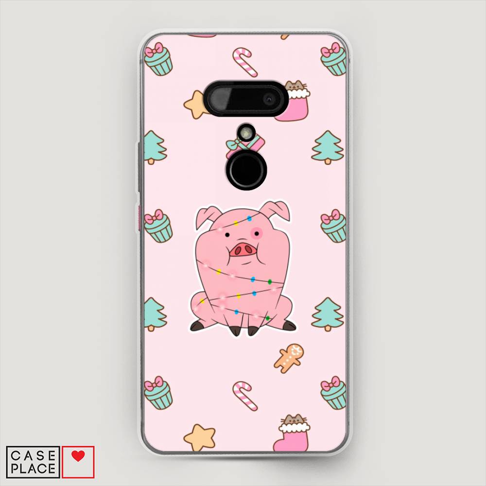 

Чехол на HTC U12 "Розовая свинка", Розовый;зеленый, 102050-5