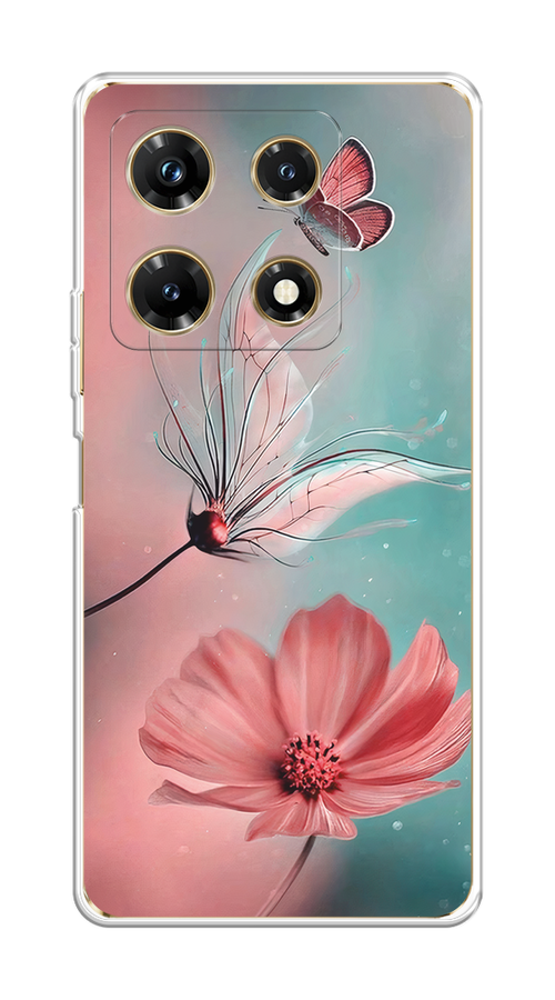 

Чехол Homey на Infinix Note 30 Pro "Бабочка и цветок", Голубой;розовый, 3104550-1