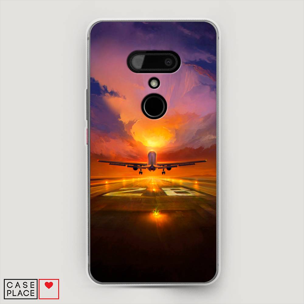 

Чехол на HTC U12 "Самолет на посадке", Оранжевый;синий, 102050-6