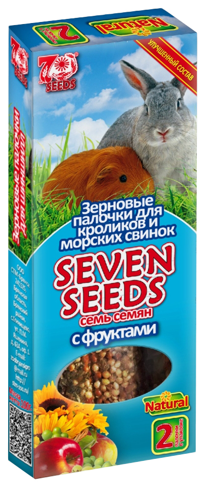 Лакомство для кроликов и морских свинок Seven Seeds Зерновые палочки с фруктами, 100г, 2шт