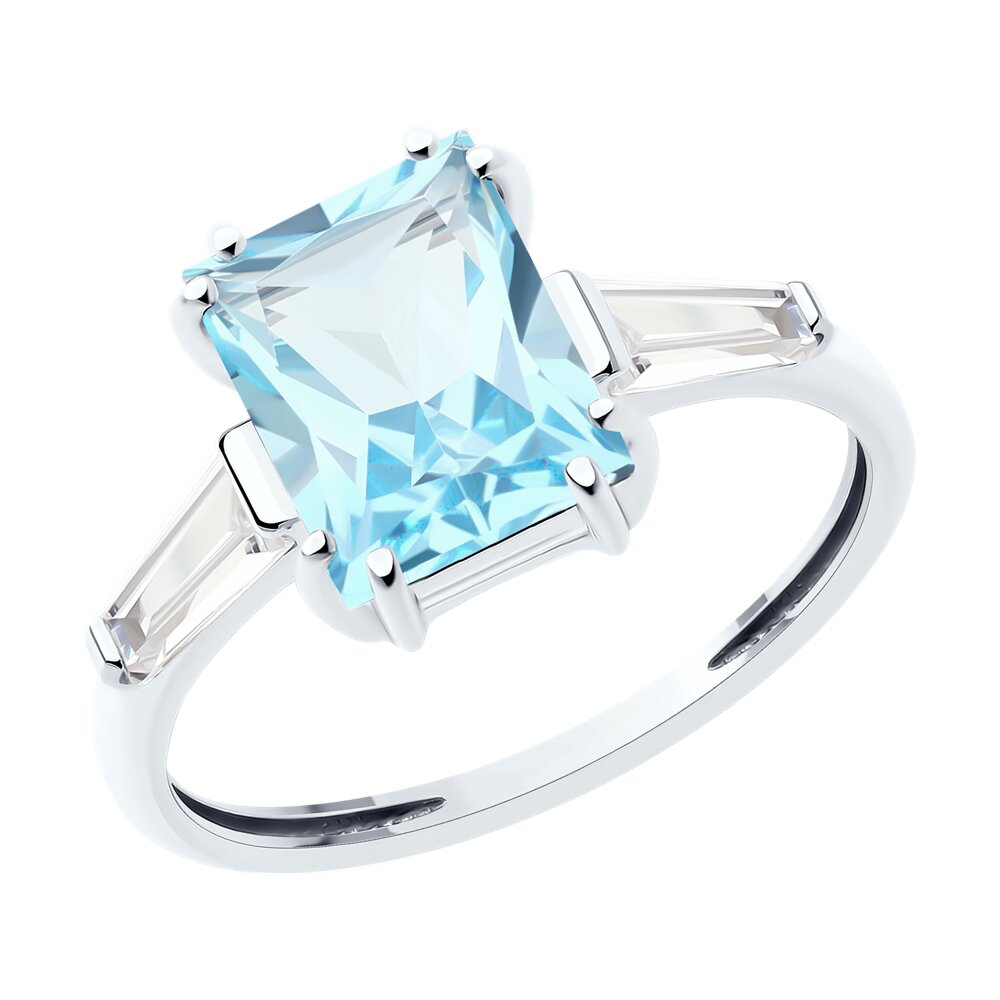 

Кольцо из белого золота р. 18 Diamant 52-310-02433-1, фианит\топаз, 52-310-02433-1