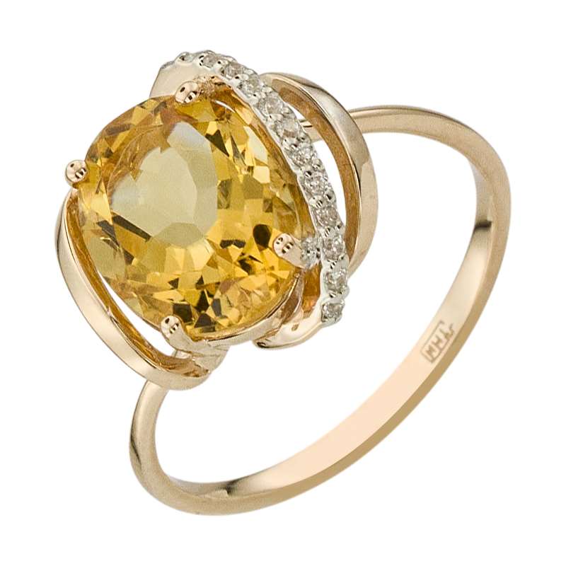 Кольцо с цитрином из золота фото