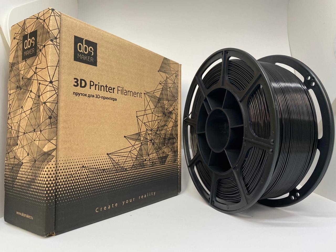 

Пластик для 3D-принтера ABS Maker PETG, черный, 1.75мм, 1кг, PETG