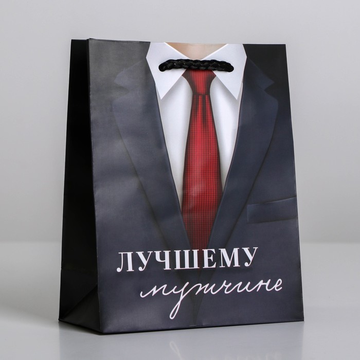 

Пакет ламинированный Лучшему мужчине, S 12 х 15 х 5,5 см, Черный