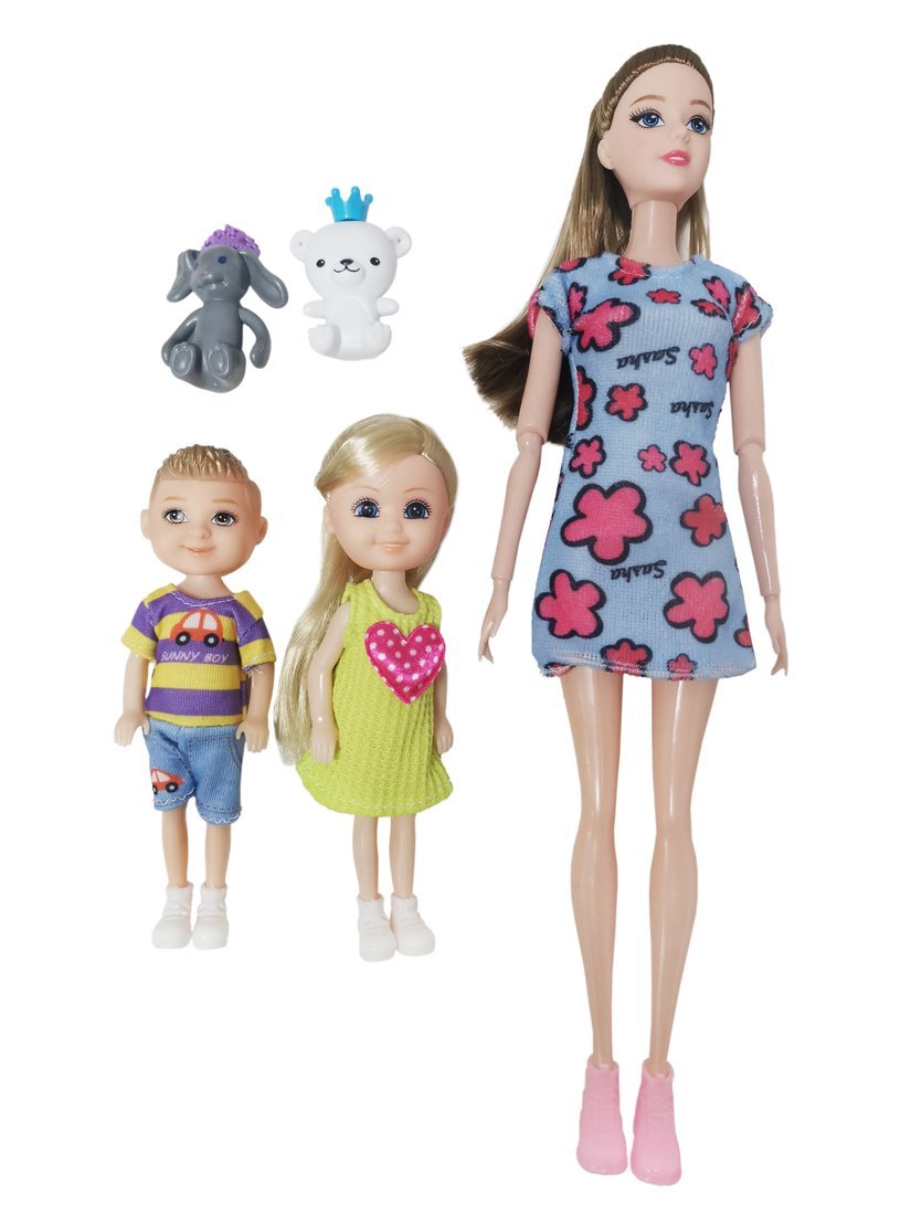 Игровой набор Наша игрушка Счастливая семья, кукла - 29 см, 2 куклы - 11 см, 801991