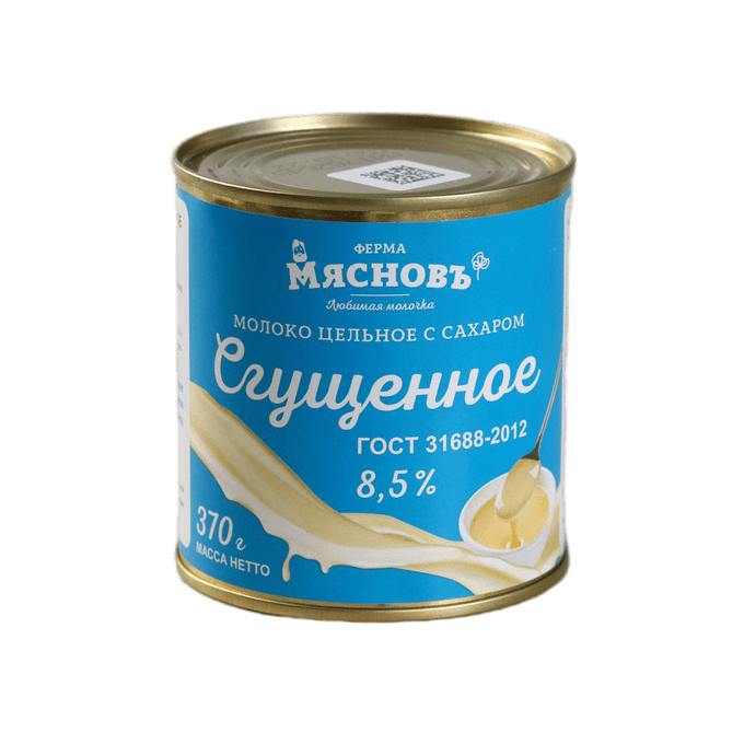 

Сгущенное молоко МясновЪ ФЕРМА ГОСТ с сахаром 8,5% 370 г