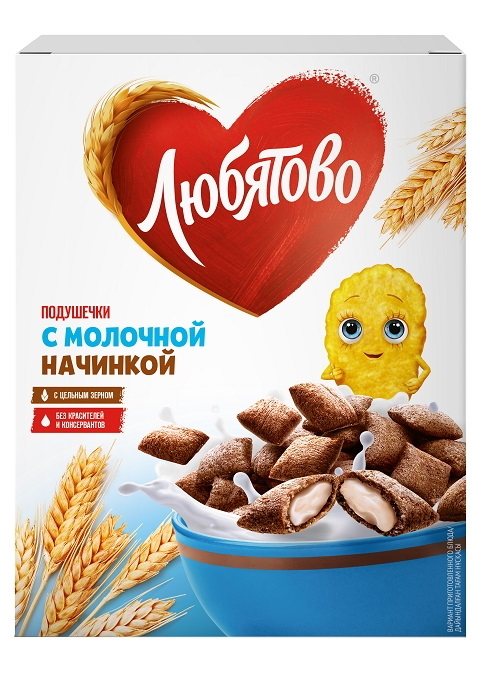 

Готовый завтрак подушечки Любятово молочные 250 г