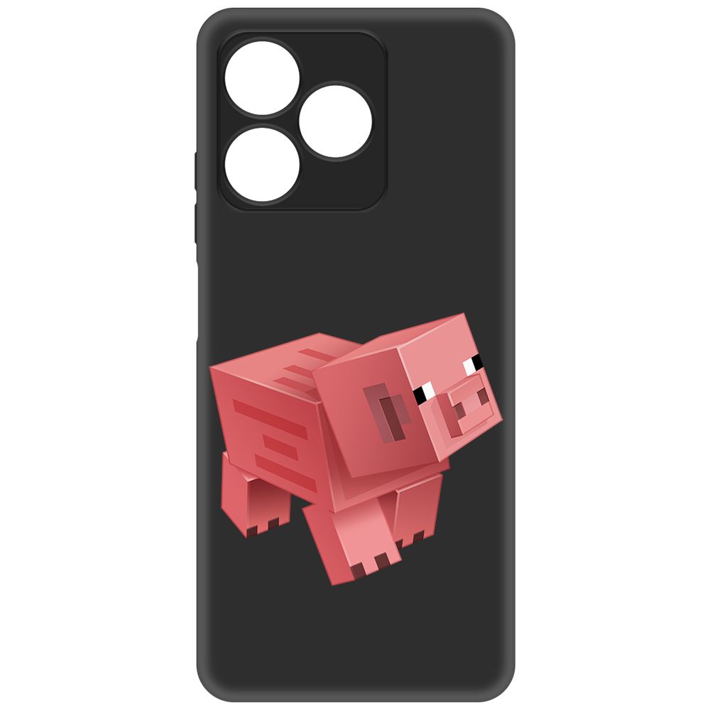 Чехол-накладка Krutoff Soft Case Minecraft-Свинка для Realme C61 черный