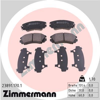 

Тормозные колодки ZIMMERMANN дисковые 23891.170.1