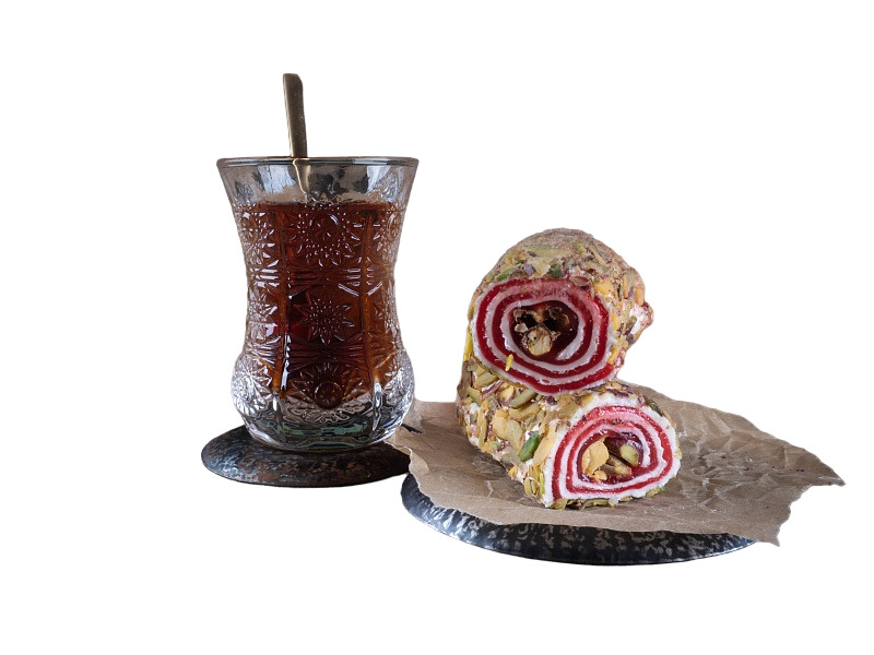 

Лукум малиновый обсыпанный фисташками