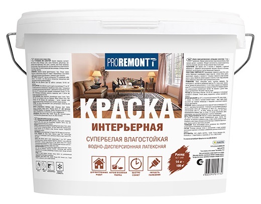 фото Краска proremontt интерьерная влагостойкая супербелая 3кг