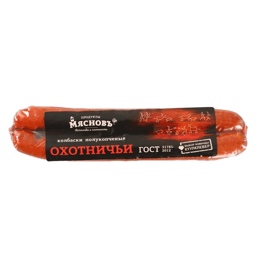 

Колбаски полукопченые МясновЪ Охотничьи 280 г