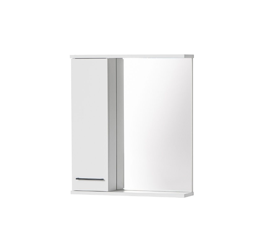 Шкаф зеркальный Акваль Порто-60 белый, черн.фурнит., с подсветкой