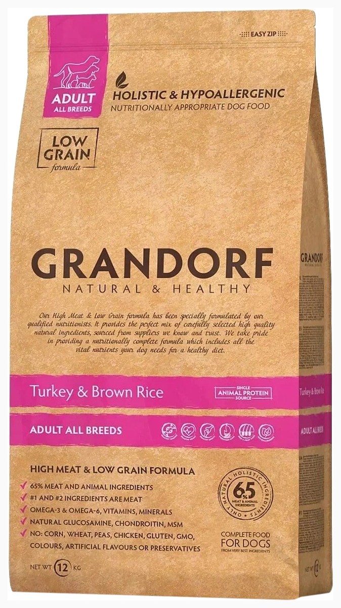 

GRANDORF GRANDORF ADULT ALL BREEDS TURKEY & BROWN RICE низкозерновой для взрослых собак вс