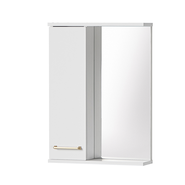 Шкаф зеркальный Акваль Порто-50 белый, беж.фурнит., без подсветки