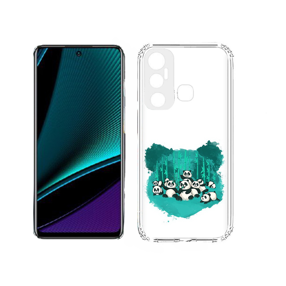 

Чехол MyPads Tocco для Infinix Hot 11s нарисованные панды, Прозрачный, Tocco