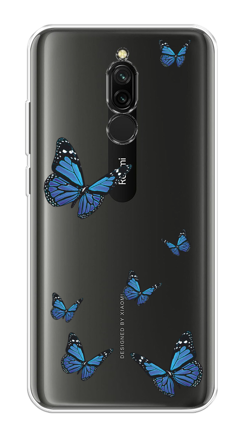 

Чехол на Xiaomi Redmi 8 "Blue butterflies", Синий;черный, 37150-1