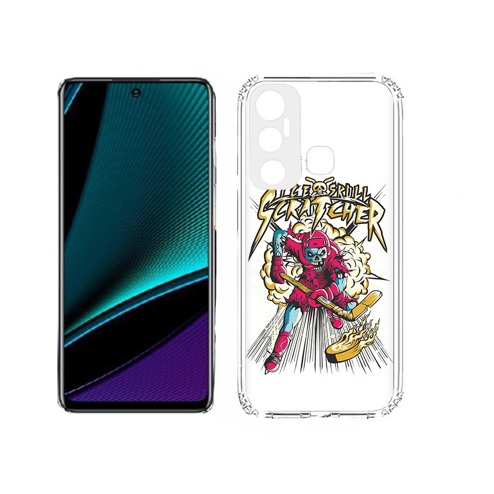

Чехол MyPads Tocco для Infinix Hot 11s нарисованный скелет хоккеист, Прозрачный, Tocco