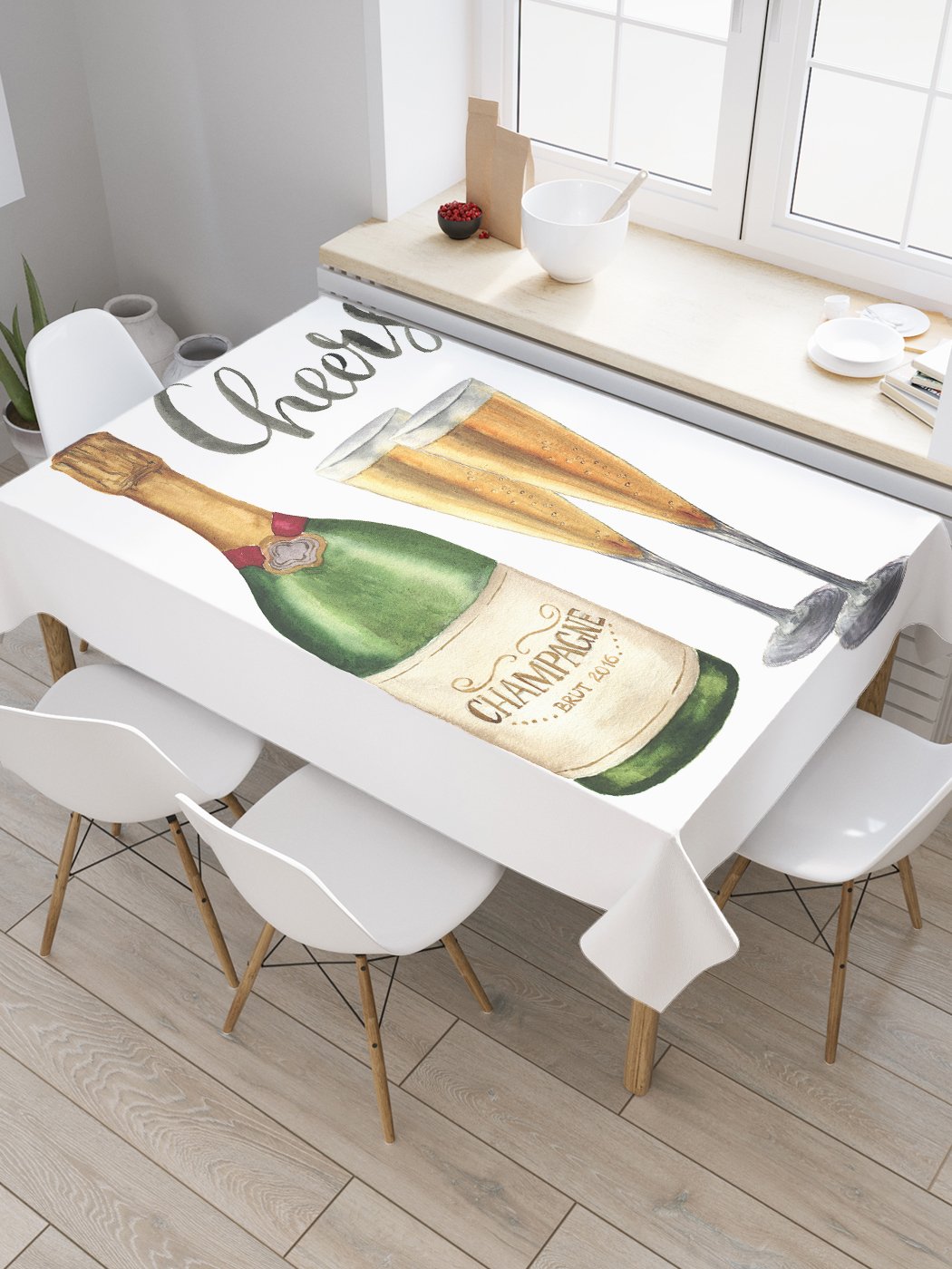 

Скатерть прямоугольная JoyArty "Благородный напиток" из сатена, 180x145 см, Белый, Благородный напиток