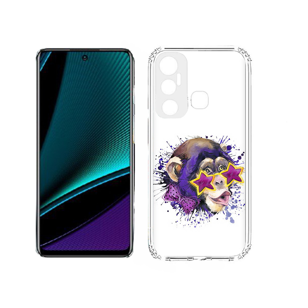 

Чехол MyPads Tocco для Infinix Hot 11s обезьяна в очках, Прозрачный, Tocco